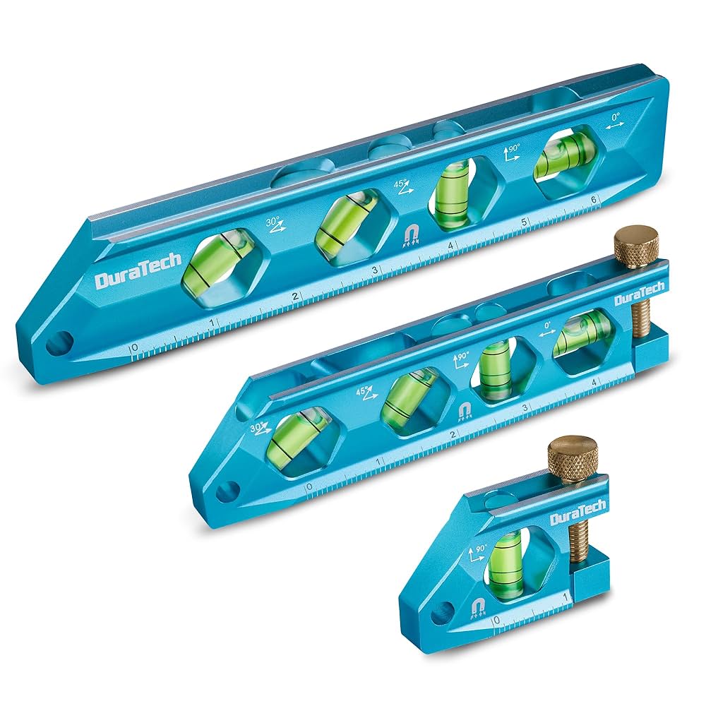 DURATECH 3-Piece Level Tool Set, Magnetic Torpedo Level